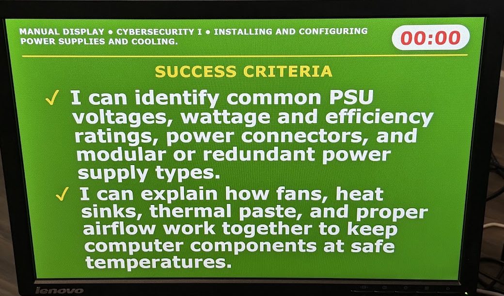 FrontBoard success criteria screen on a desktop monitor